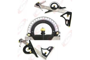 12" SS COMBINATION PROTRACTOR TRI-SQUARE RULER LEVEL MULTI-PURPOSE